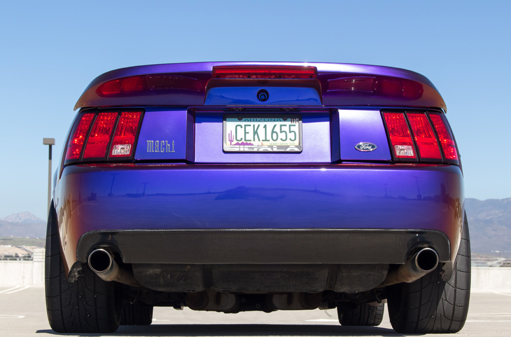 03-04 Mustang Carbon & Fiberglass Rear Bumper Cobra Style with lower CARBON FIBER LIP (NO LETTERING) Fits 99-04